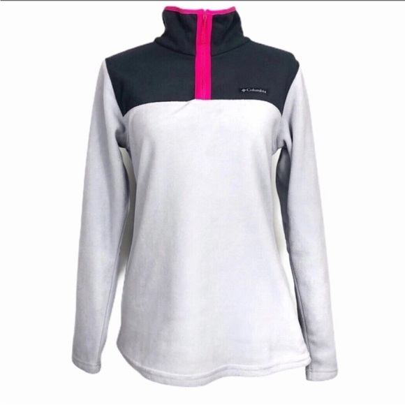 Columbia Gray/Pink Midnight Lake Quarter Zip Up Fleece Long Sleeve Top. Size S - Picture 10 of 10